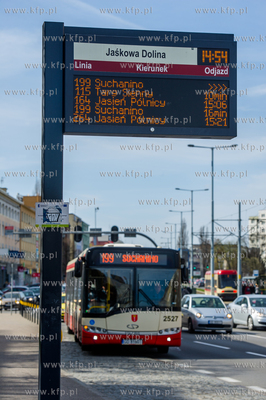 Gdansk. Wrzeszcz. Tablica informacyjna ZKM na przystanku...