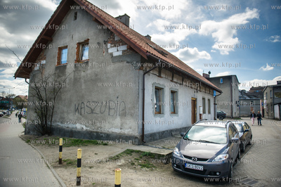 Koscierzyna. namalowany sprayem na scianie budynku...