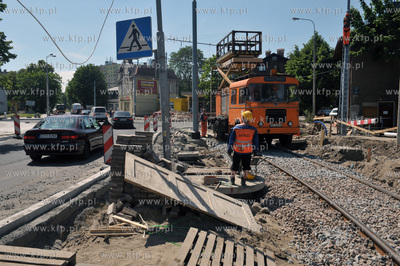 Gdansk Brzezno. Remont torow tramwajowych na ul. Ignacego...