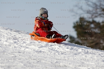 Sanki w parku Reagana w Gdansku. 01.02.2015 fot. Krzysztof...