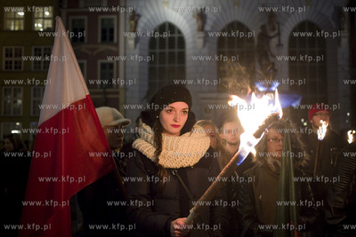 Gdańsk. Długi Targ. Protest Młodzieży Wszechpolskiej...