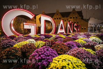 Kwiaty pod napisem Gdańsk na Ołowiance, które Fundacja...