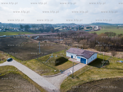 Pelplin z lotu ptaka. Stacja uzdatniania wody w Pelplinie....