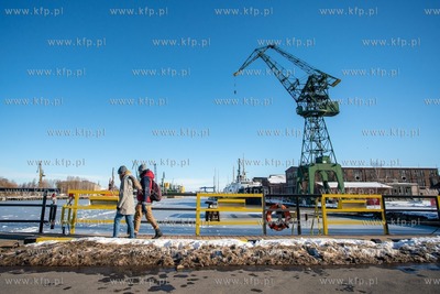 Gdańsk, Stocznia Cesarska.  Nz. Żuraw M3. 14.02.2021...