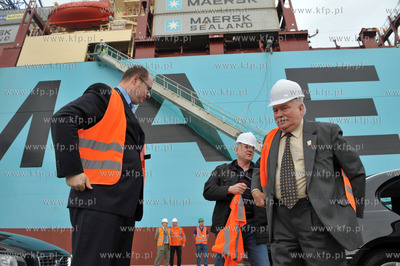 Terminal DCT w Gdansku. Prezydent Lech Walesa, z Prezydentem...