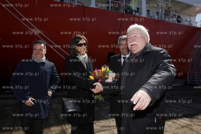 Stocznia Gdansk. Uroczystosc chrztu statku SYN ANTARES....