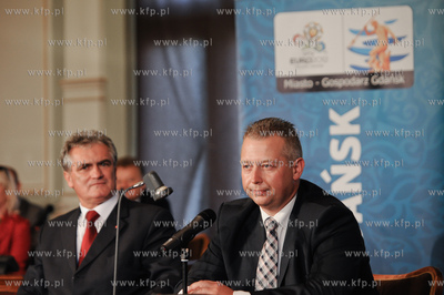 Gdansk. Sala Rady Miasta. Konferencja prasowa Niemieckiej...