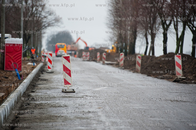 Slupsk. Remontowana i modernizowana ulica Grunwaldzka,...