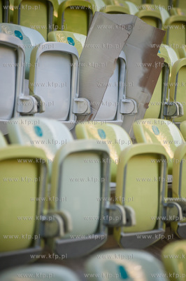 Gdansk. Stadion PGE Arena. Malowanie napisu Lechia...