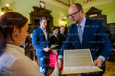 Gdansk. Nowy Ratusz. Uroczystosc wreczenia nagrod w...