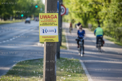 Gdansk. Tabliczka z informacją o planowanych utrudnieniach...