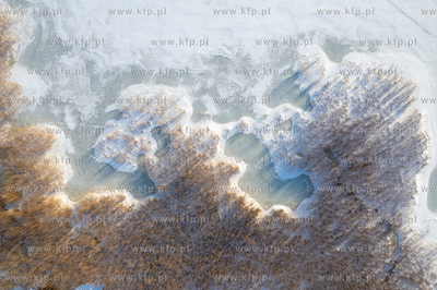 Zima na Mierzei Wiślanej. Widok na zamarznięty Zalew...