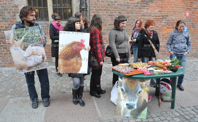 Gdansk. Dlugi Targ. Obchody Miedzynarodowego Dnia Wegetarianizmu....