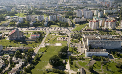 Gdansk Zaspa z lotu ptaka. Aleja Jana Pawla II dany...