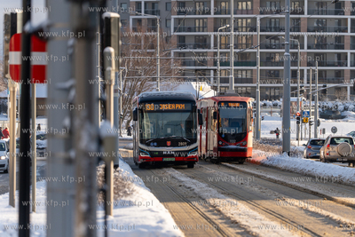 Zima w Gdańsku. Morena. Komunikacja miejska - przystanek...