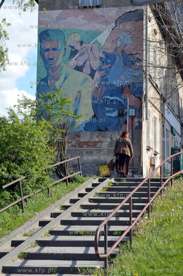 Gdansk. Mural autorstwa Tomasza Bielaka na ul Biskupiej...