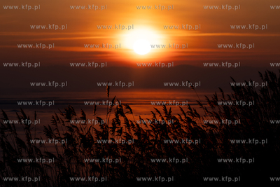 Zima na Mierzei Wiślanej. Wschód słońca widziany...