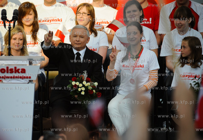 Gdansk. Targ Rybny. Wiec wyborczy Jaroslawa Kaczynskiego,...