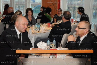 Uroczystosc chrztu nowego promu Stena Line zacumowanego...