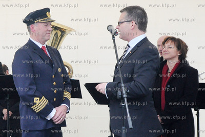 Uroczystosc chrztu nowego promu Stena Line zacumowanego...