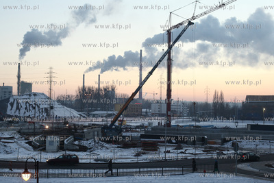 Budowa wezla komunikacyjnego w Gdansku Letnicy. 23.01.2014...