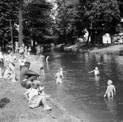 Dzieci kąpią się w kanale Raduni w Gdańsku Oruni...