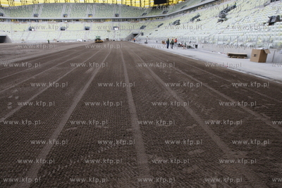 Gdansk Letnica. Budowa stadionu pilkarskiego PGE Arena....