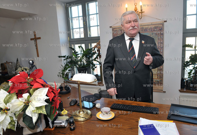 Lech Walesa w swoim biurze w Zielonej Bramie w Gdansku.
27.01.2011
Fot....