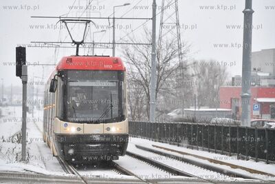 Zima w Gdańsku. Przystanek tramwajoiwy Cieszyńskiego...
