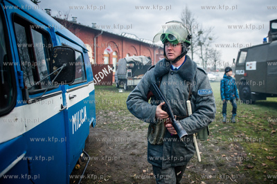 Gdansk. Teren przez Historyczna Sala BHP. Inscenizacja...