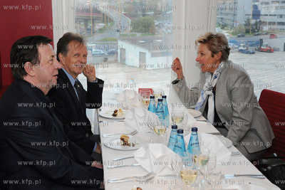 Uroczystosc chrztu nowego promu Stena Line zacumowanego...