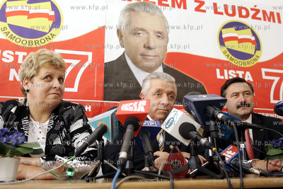 Konferencja Prasowa Samoobrony w Gdansku. Na zdjeciu...