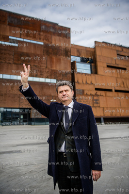 Gdansk. Plac Solidarnosci. Konferencja Janusza Palikota,...