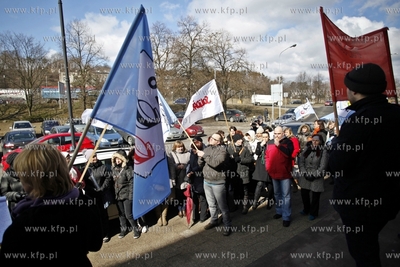 Gdansk. Protest zwiazkow zawodowych Szpitala Specjalistycznego...