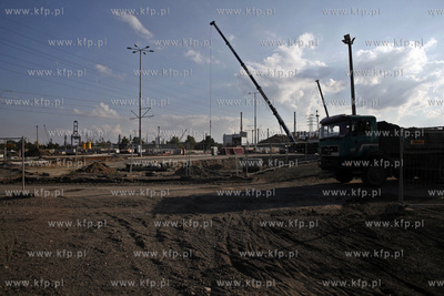 Gdansk. Prace przy budowie wezla drogowego w Letnicy...