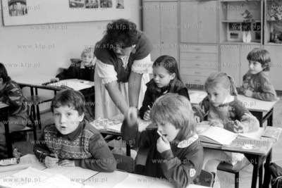 Lekcja w Szkole Podstawowej nr 50 w Gdansku. 12.10.1990...