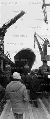 Wodowanie w Stoczni Gdanskiej im. Lenina MS Caribia...