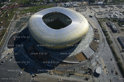 Gdansk, budowa stadionu PGE Arena z lotu ptaka. 06.06.2011...
