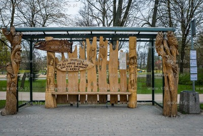 Rzeźbiony przystanek autobusowy w Bolszewie, gmina...