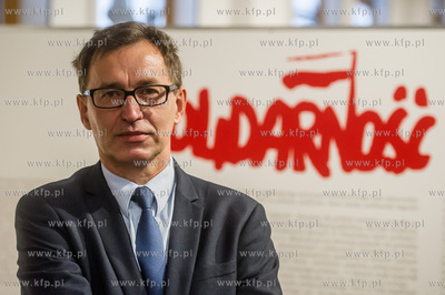 Gdańsk. Historyczna sala BHP. Konferencja prasowa...