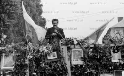 Strajk w Stoczni Gdanskiej im Lenina. Nz. Lech Walesa...