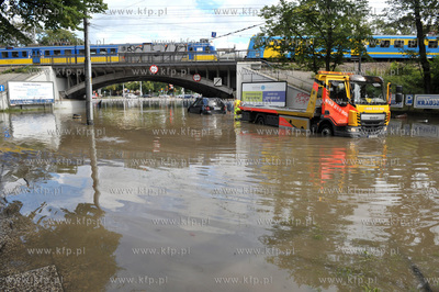 Zalany Gdańsk Wrzeszcz po intensywnych opadach deszczu....