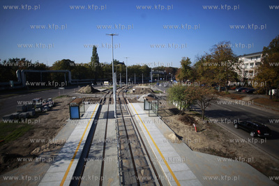 Gdansk. Remont torowiska tramwajowego w okolicach Wezla...