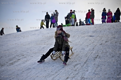 Saneczkarze opanowali górkę w Parku Ronalda Reagana.
08.01.2017
fot....
