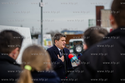Gdansk. Plac Solidarnosci. Konferencja Janusza Palikota,...