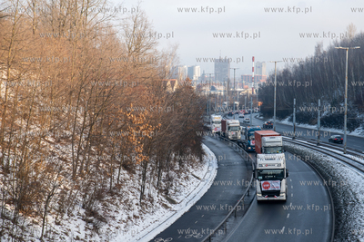 Aleja Armii Krajowej w Gdańsku. Protest przewoźniów...