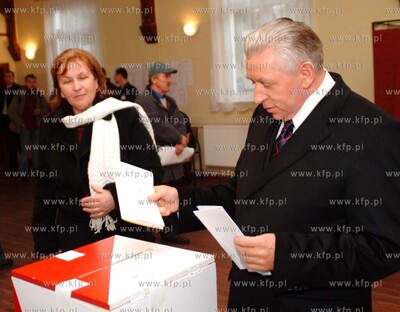 Wybory samorzadowe 2006 na Pomorzu. Nz Andrzej Lepper...