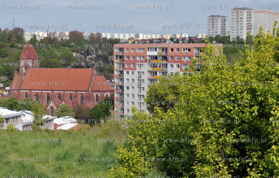 Gdańsk Siedlce widziane ze Wzgórza Mickiewicza. Kościół...