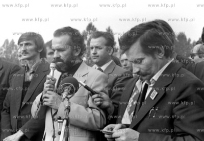 Spotkanie delegacji Solidarnosci na czele z Lechem...