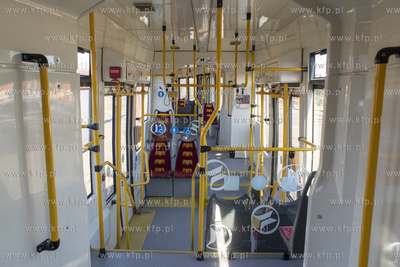 Zajezdnia Wrzeszcz. Nz. wnętrze tramwaju pesa jazz...